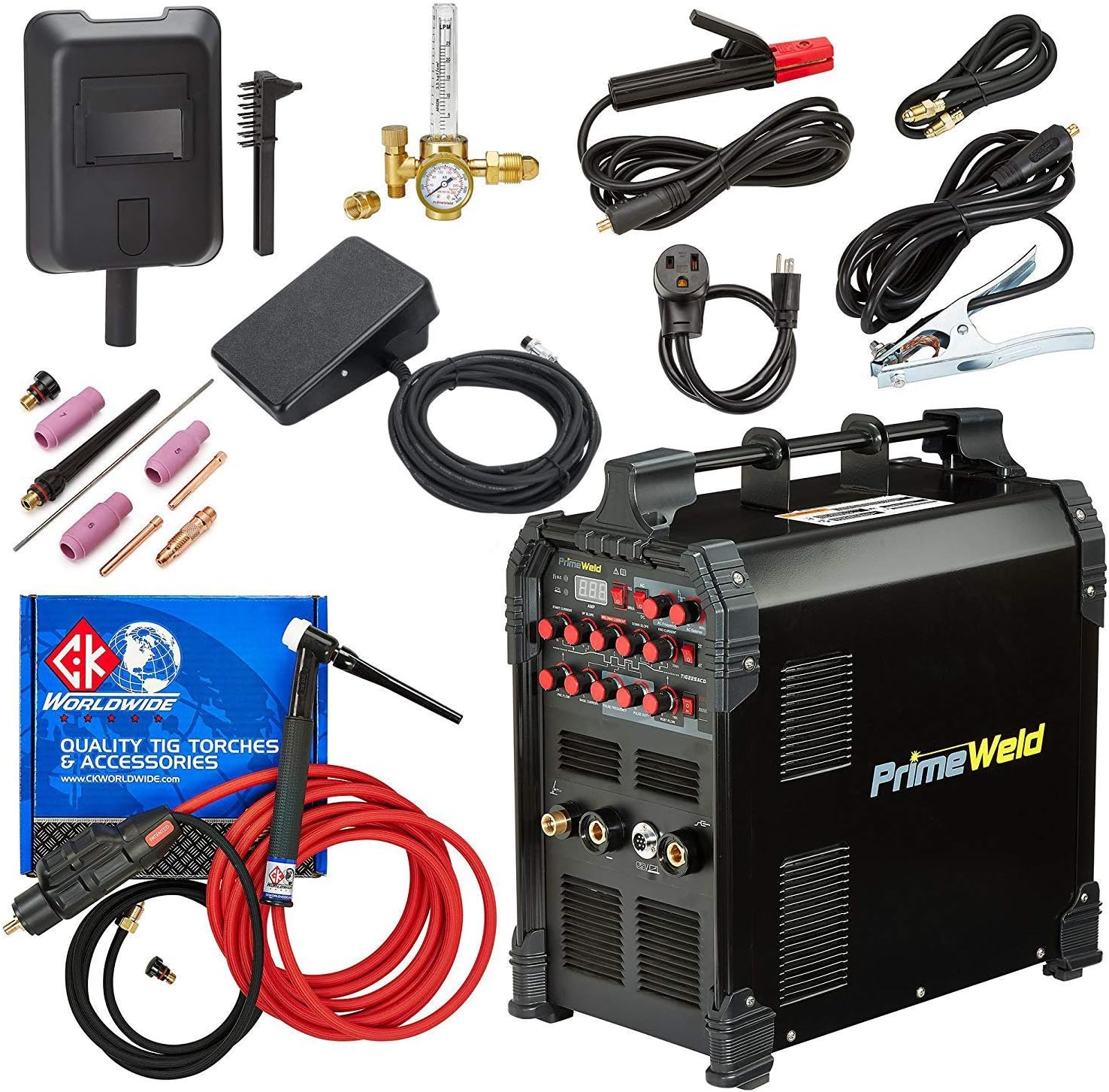 225 Amp AC DC Tig/Stick Welder with Pulse Torch and Cable X6769