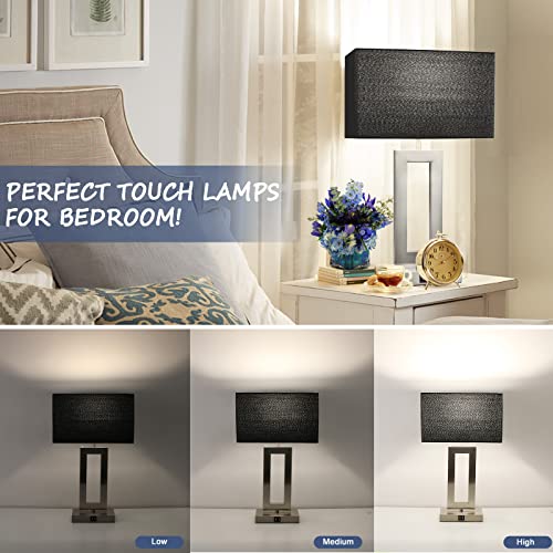 Set of 2 Touch Control Table Lamps with USB Ports, 3-Way Dimmable, Gold and White R82766