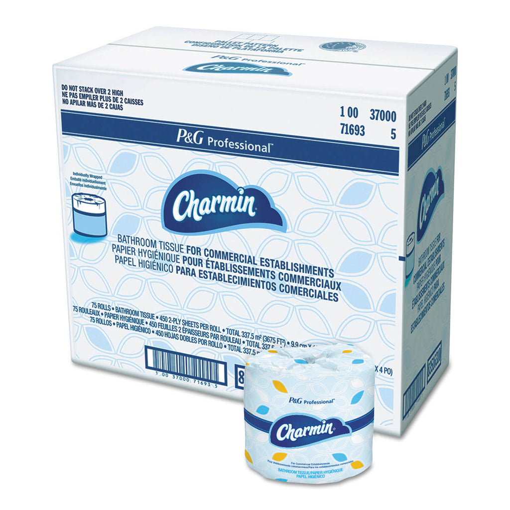 2-Ply White Bathroom Tissue, 450 Sheets/Roll, 75/Carton W328