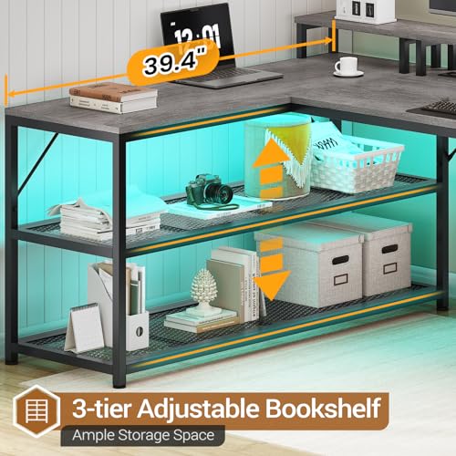 White L Shaped Desk with Drawers and Power Outlet Y72924