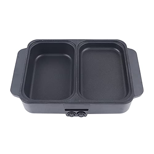 2 in 1 Portable Electric Non-Stick Hot Pot BBQ Grill Pan 110V 1200W Black E7859