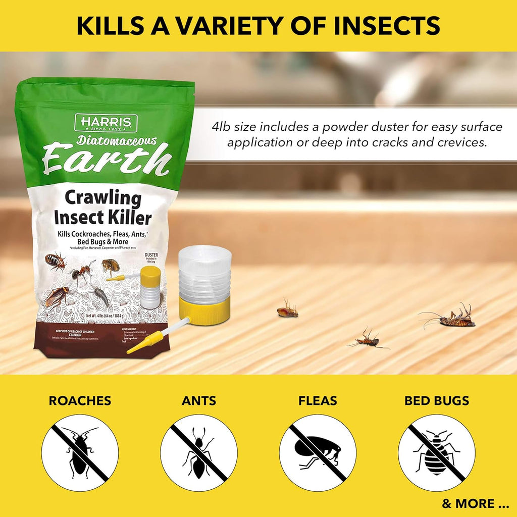 4lb Diatomaceous Earth Crawling Insect Killer with Powder Duster P9667