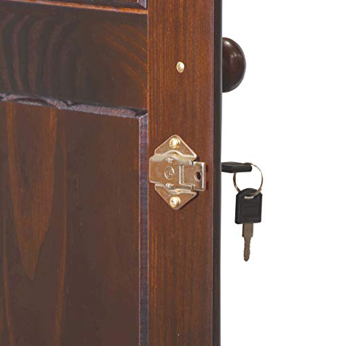 100% Solid Wood Armoire Wardrobe Closet, Java, 4 Shelves, 1 Clothing Rod, 2 Drawers, 1 Lock J694325