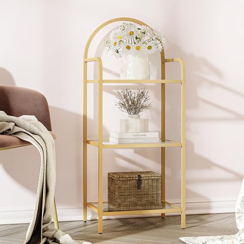 6 Tier Black Tempered Glass Steel Frame Bookcase Y66383