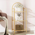 6 Tier Black Tempered Glass Steel Frame Bookcase Y66383