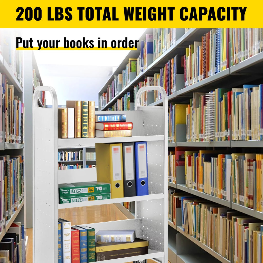 White V-Shaped Shelves Book Cart Z297154