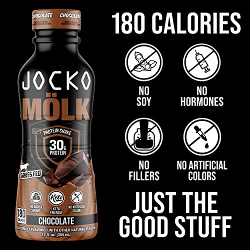 30g Grass Fed Protein Shakes Ready to Drink 12 FL Oz (Pack of 12) Chocolate K2301