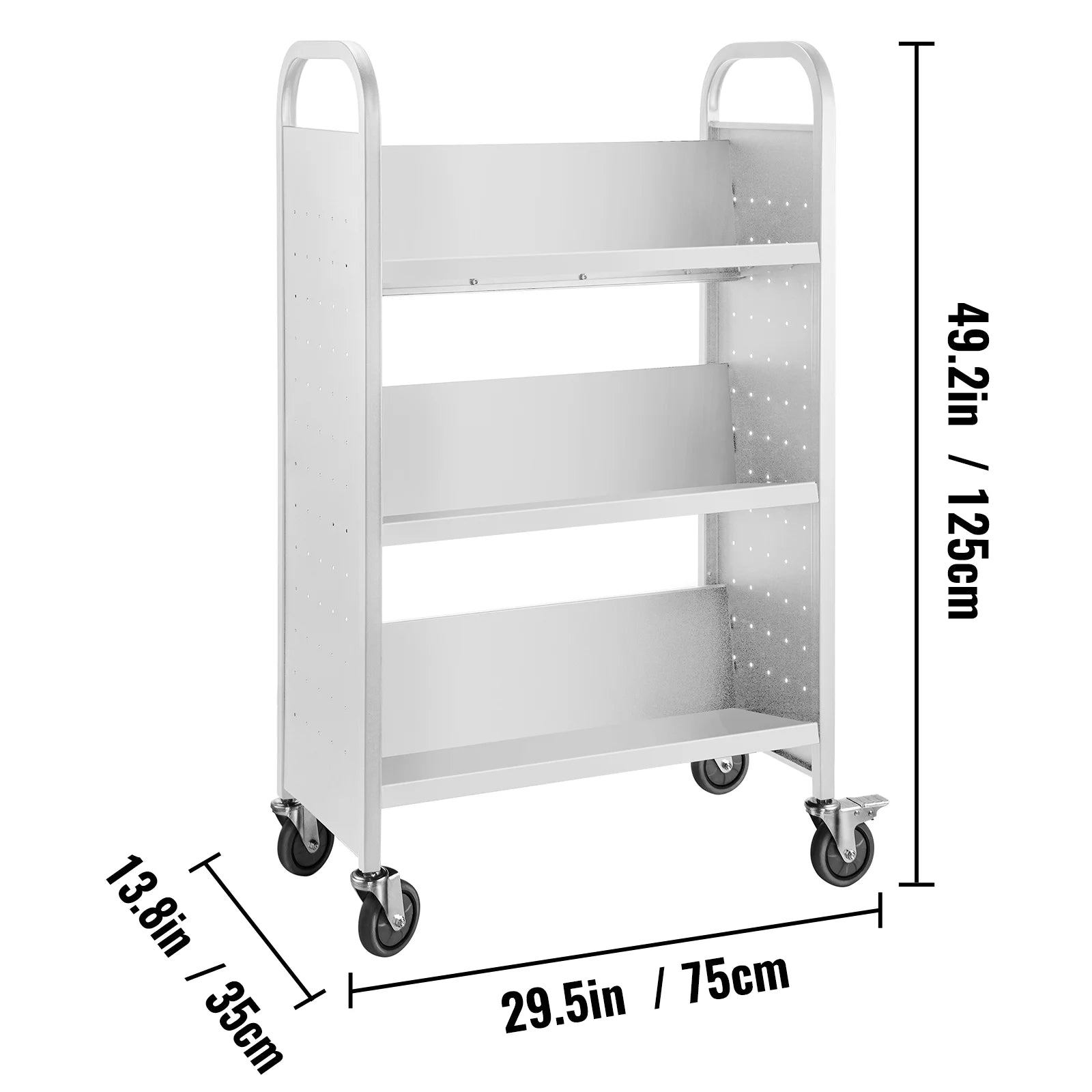 White V-Shaped Shelves Book Cart Z297154