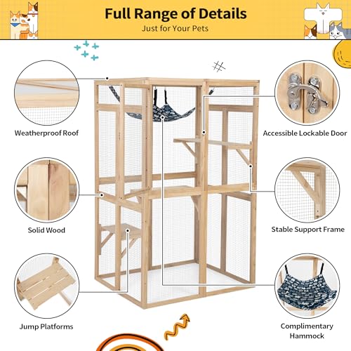 White Wooden Cat Enclosure with 3 Platforms A834