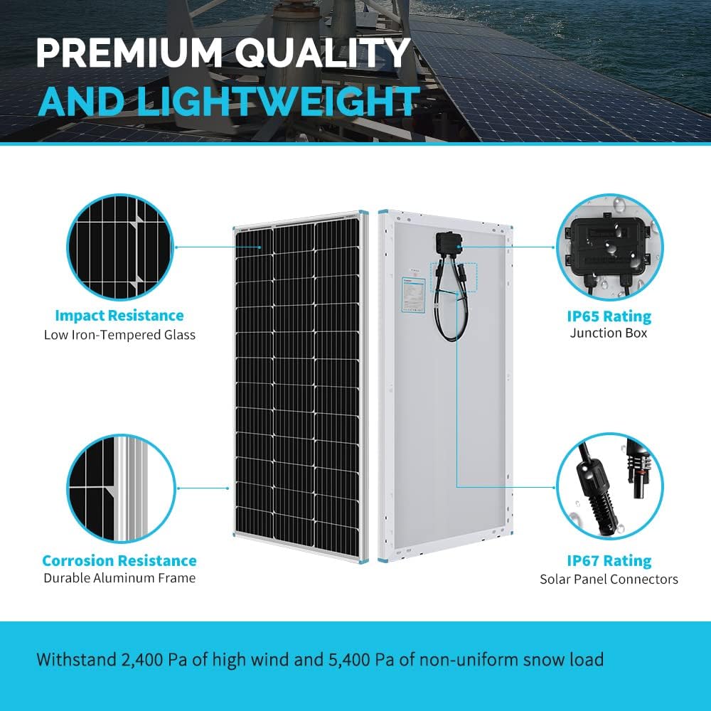 400 Watts 12 Volts Monocrystalline Solar Kit with Charge Controller Y70678