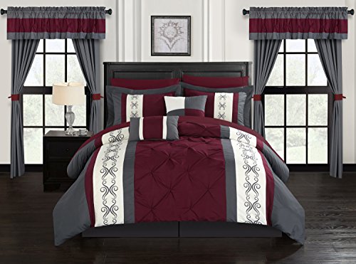 Red Queen Size 20 Piece Microfiber Comforter Set M254