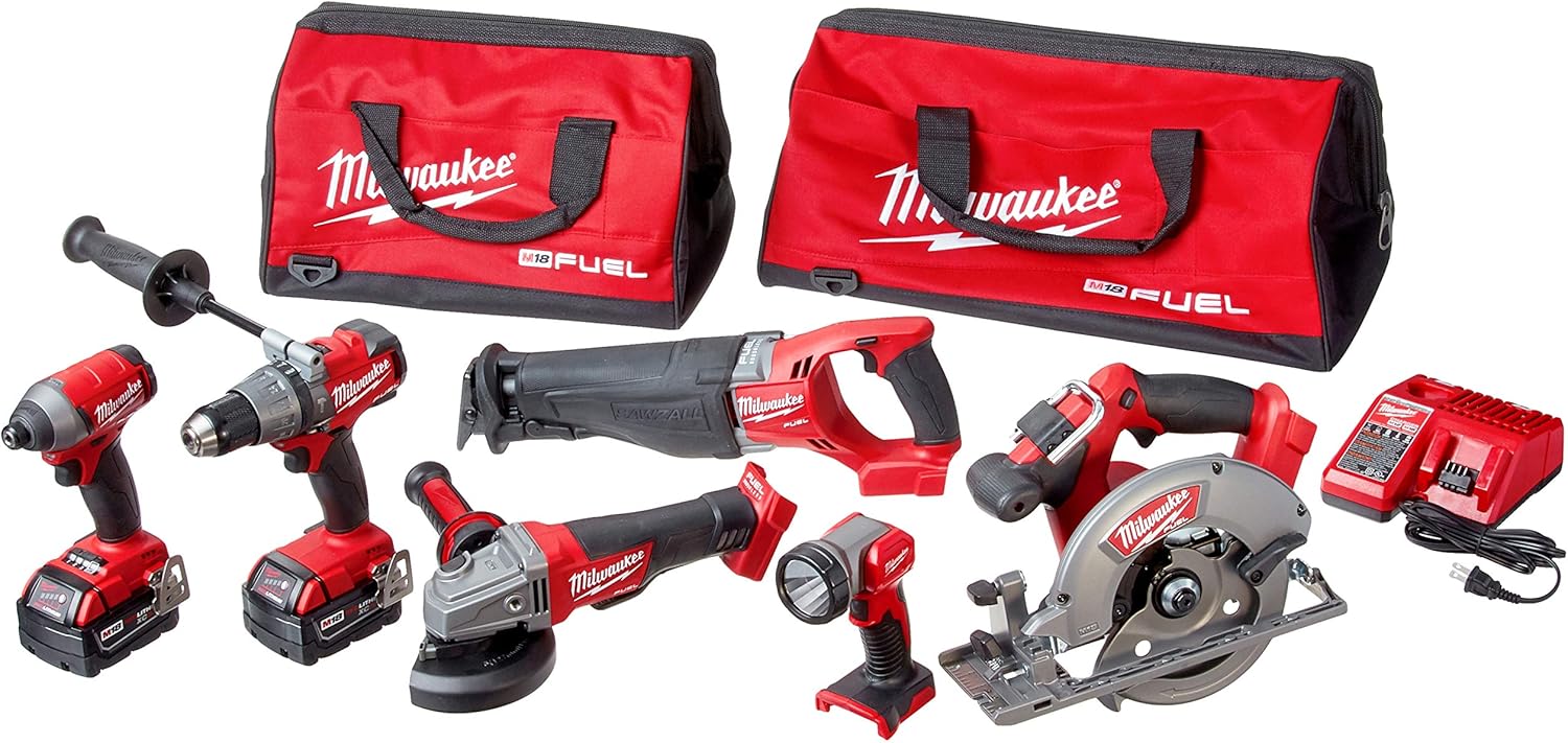 Brushless Cordless Combo Kit (6-Tool) with 5.0 Ah Batteries, Charger, Tool Bags U147203