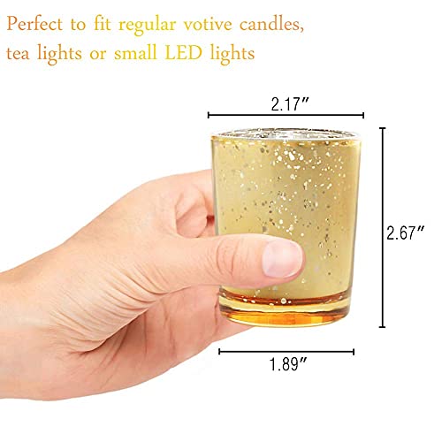 72pcs Mercury Glass Gold Votive Candle Holders D5607