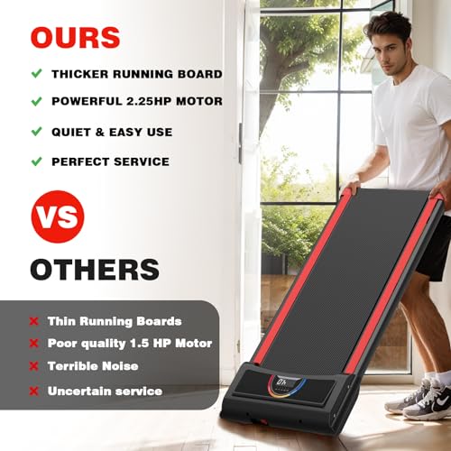2 in 1 Walking Pad Treadmill with Remote Control 265LB Capacity R111