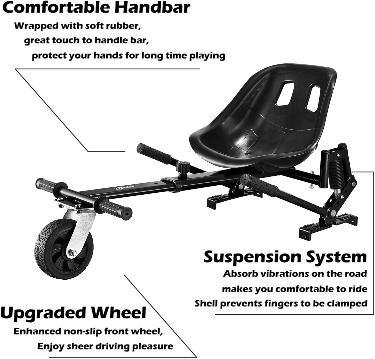 Black Hoverboard Seat Attachment with Off-Road Tire O373