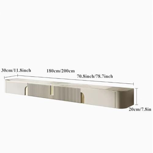 Floating TV Stand with Slate Tabletop, Wall Mounted TV Shelf, Wood Storage Hutch, 70.8/78.7 Inch X1033