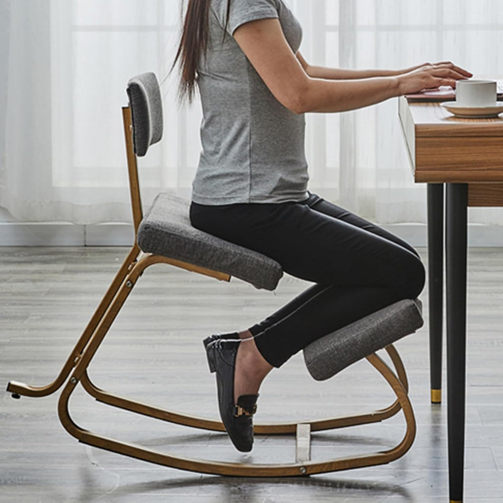 Gray Ergonomic Kneeling Chair with Back Support W219