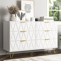 White 6 Drawer Wood Dresser with Gold Handles M626