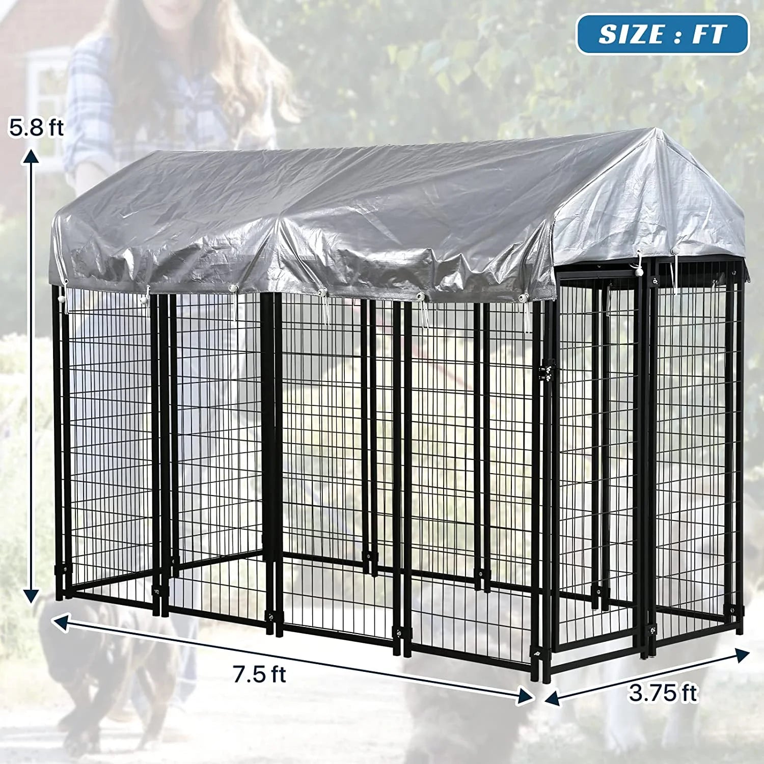 Extra Large Welded Wire Pet Playpen with UV Protection Waterproof Cover and Roof L148