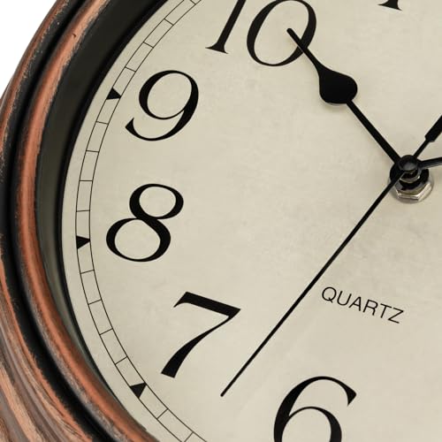 Retro Silent Non-Ticking Round Quartz Battery Operated Wall Clock 12 inch Bronze V950