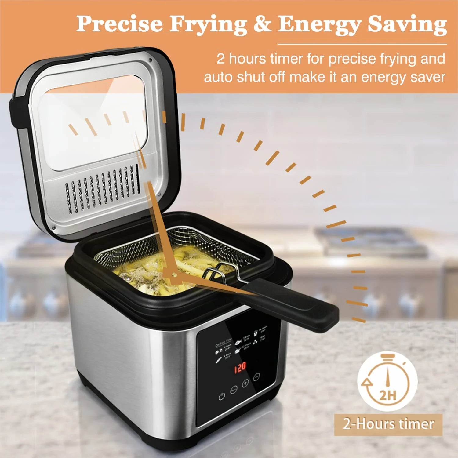 Stainless Steel Electric Deep Fryer with Basket, 2.5l S904