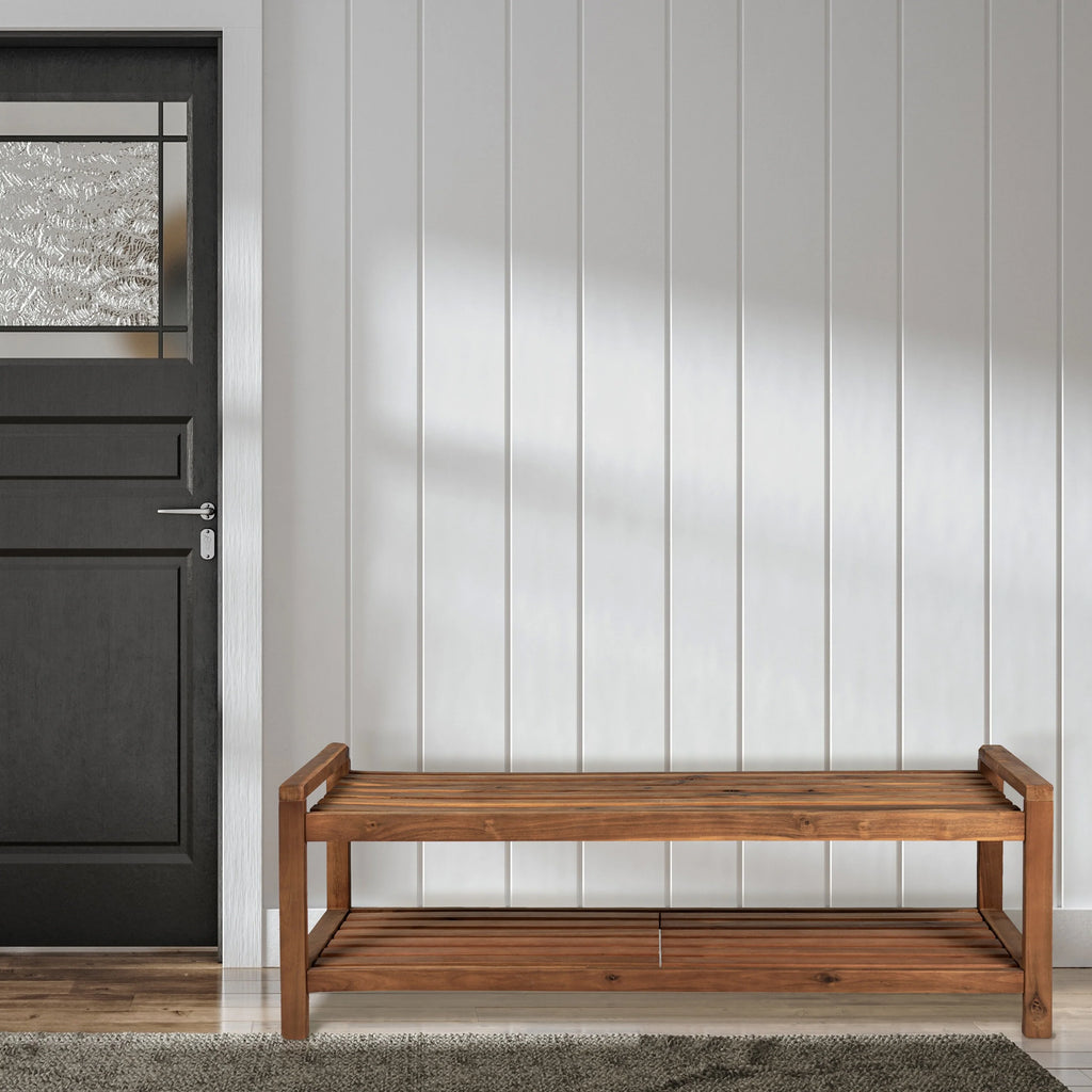 Teak Acacia Wood 3-Seat Outdoor Bench R95469