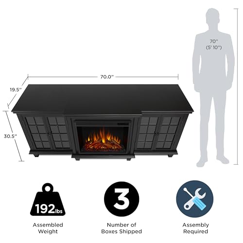 White 70" Electric Fireplace TV Stand with Adjustable Shelves M143