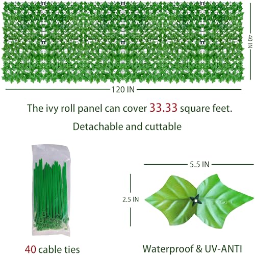 40X120 in UV-Anti Faux Ivy Leaf Fence Panels L8288