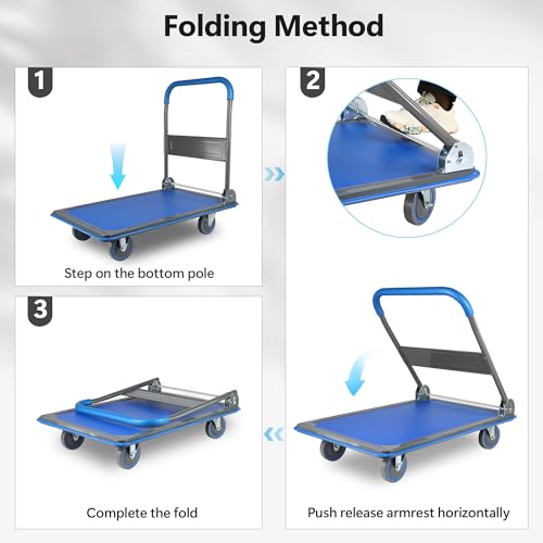 Foldable Push Cart Dolly 330 lbs. Capacity Hand Truck F1257