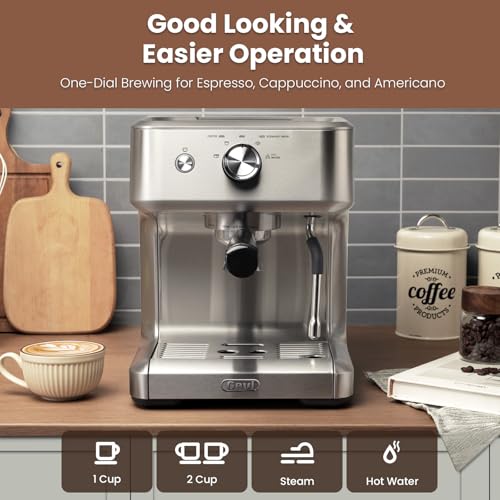 Commercial Espresso Machine with Adjustable Temperature, 2.2L Stainless Steel L707