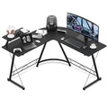 Black L Shaped Gaming Desk with Metal Frame D417