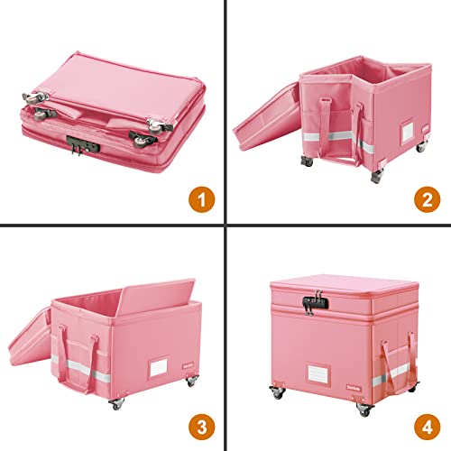 Gray Fireproof Document Box with Lock and Wheels G6570