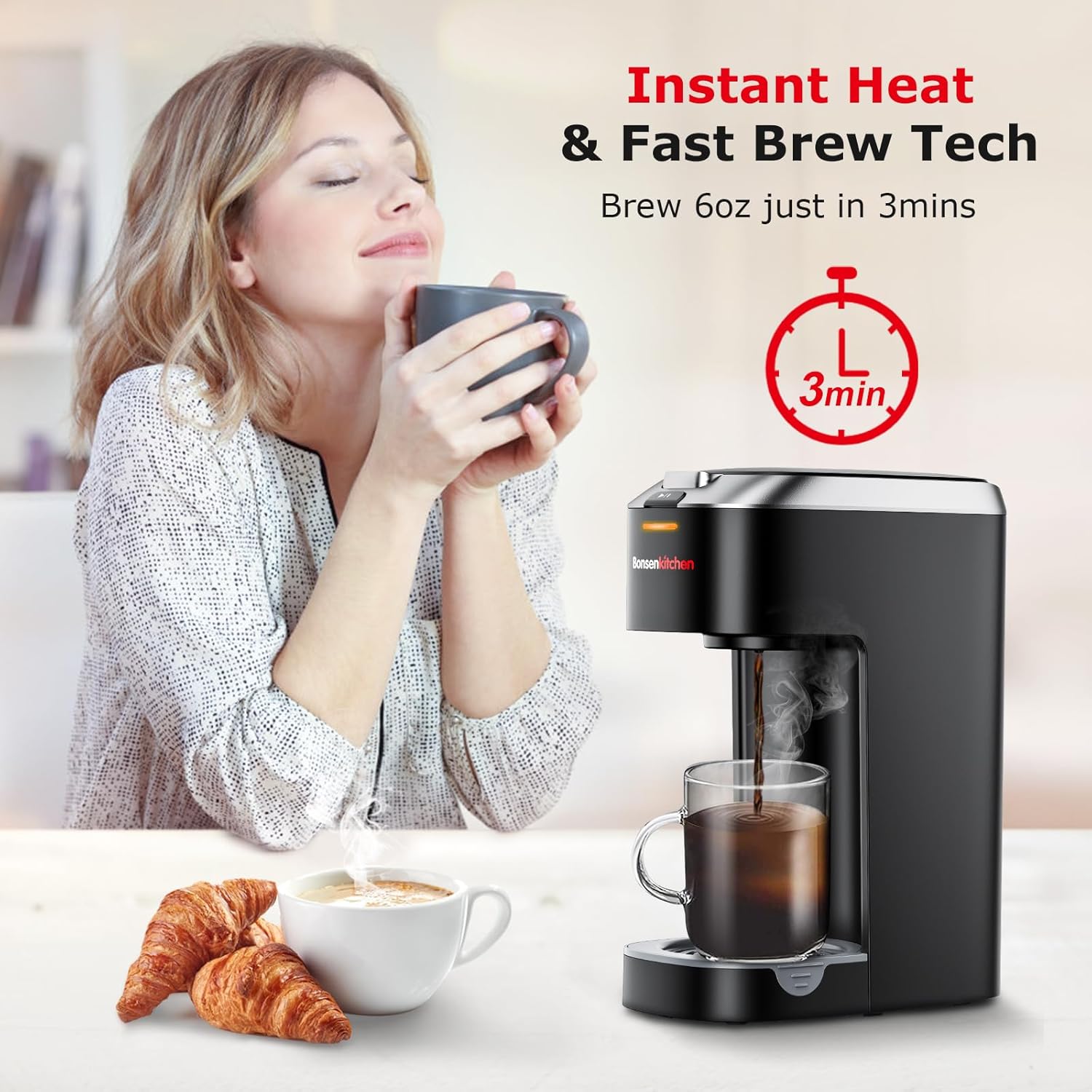 Single Serve Coffee Maker for K Cup Capsule, 6 to 12oz Brew Sizes L89961