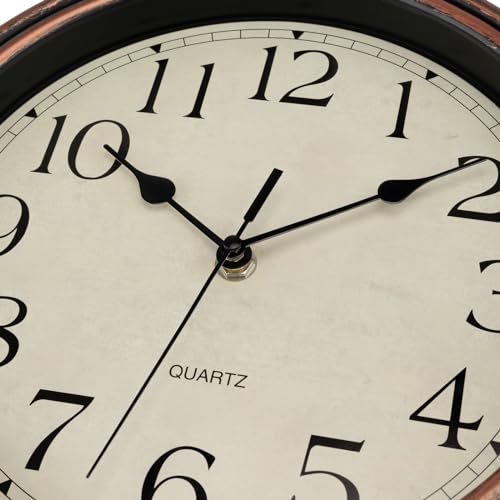 Retro Silent Non-Ticking Round Quartz Battery Operated Wall Clock 12 inch Bronze V950