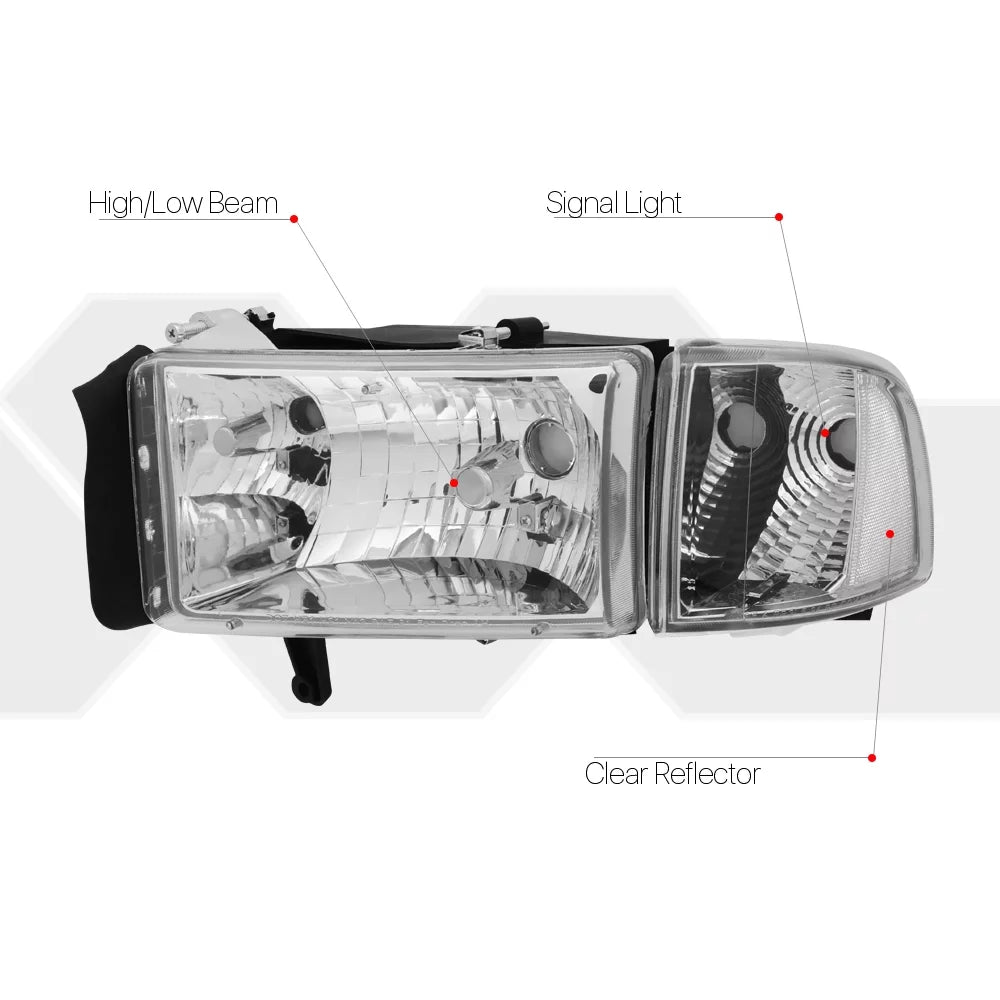 Chrome Housing Headlight Clear Corner Turn Signal Reflector X6648