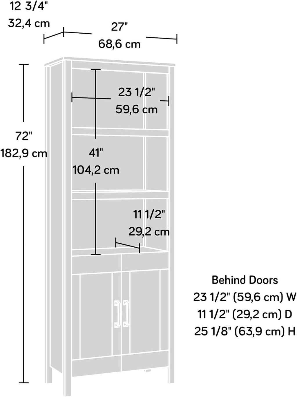 Khaki Pine Finish Bookcase with Doors U387400