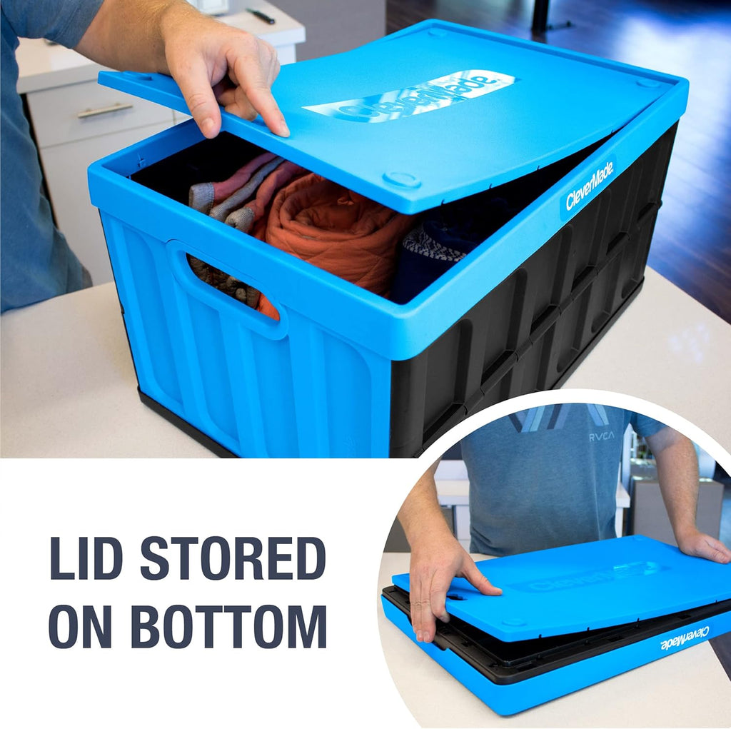 62L Collapsible Storage Bins (3 Pack) with Lids M8403