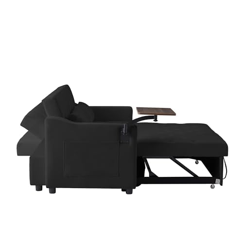 3 in1 Velvet Convertible Loveseat Sleeper Sofa Bed with Storage Pockets I68092