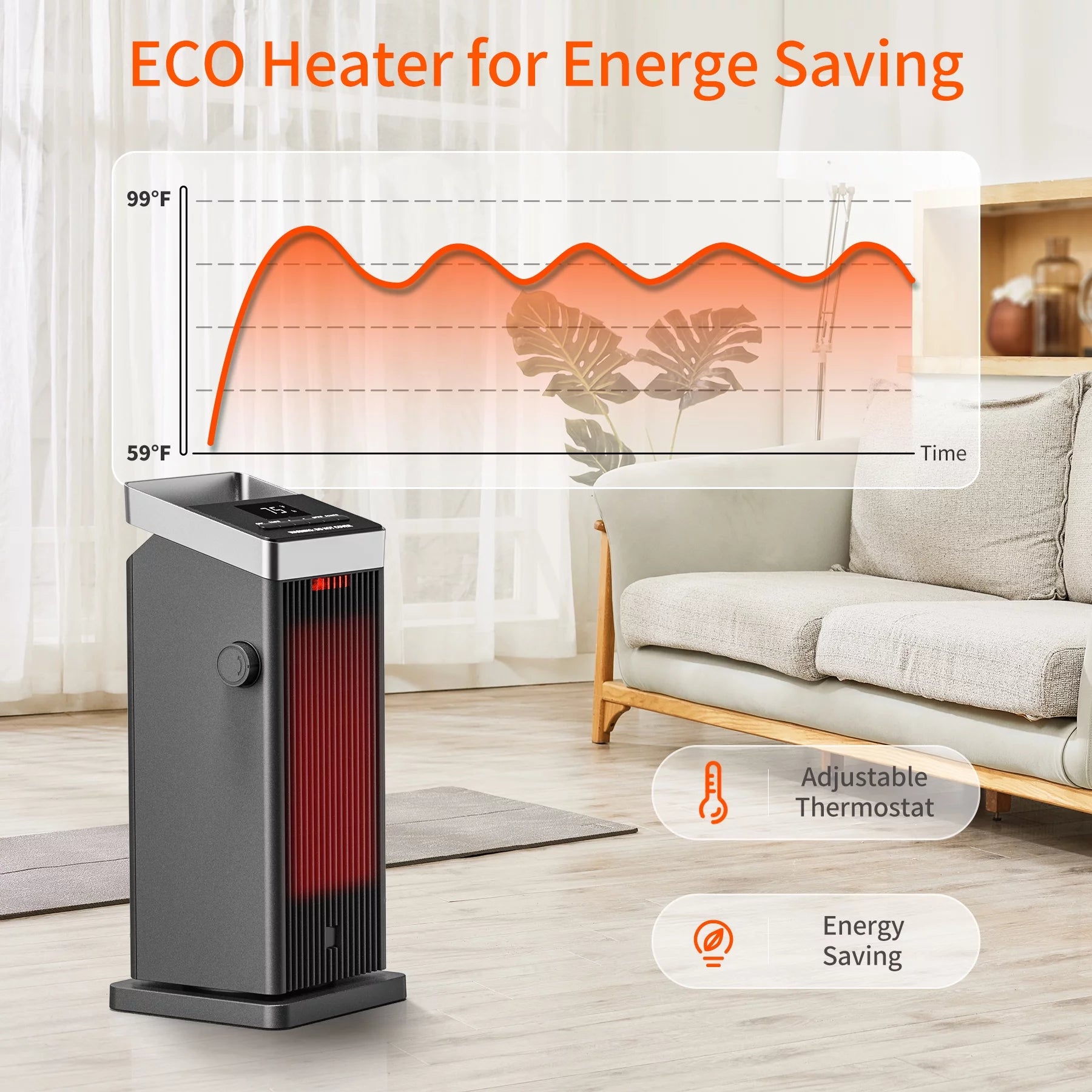 1500W Ceramic Heater with Thermostat and Remote Control P859931