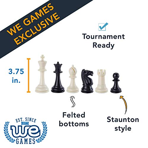 Tournament Chess Set with Filled Chess Pieces and Black Roll-Up Vinyl Chess Board C436
