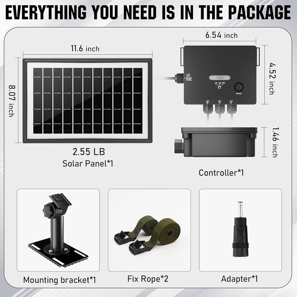 Solar Panel with 7500mA Battery, DC 6V/9V/12V Output D855