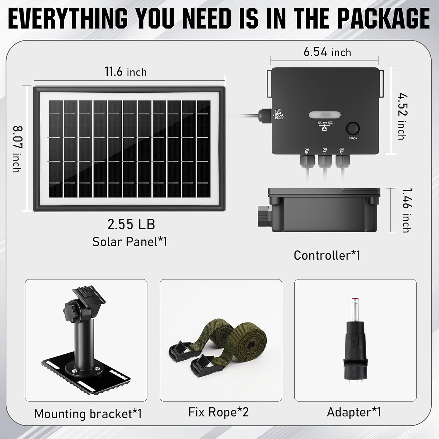 Solar Panel with 7500mA Battery, DC 6V/9V/12V Output D855