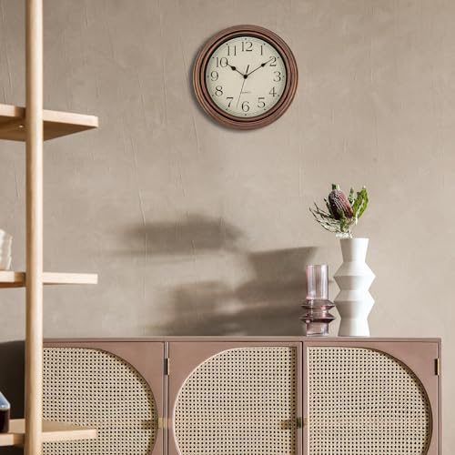 Retro Silent Non-Ticking Round Quartz Battery Operated Wall Clock 12 inch Bronze V950