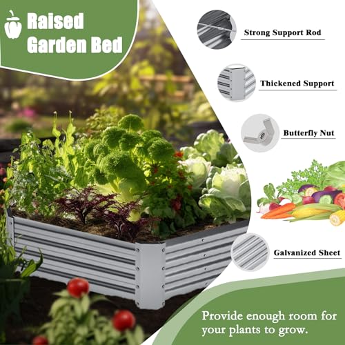 Silver 8×4×1ft Galvanized Metal Raised Garden Bed Planter Box 2PCS Y409