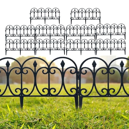 Black Plastic Garden Fence 13 inch High 10 Pack Q960760