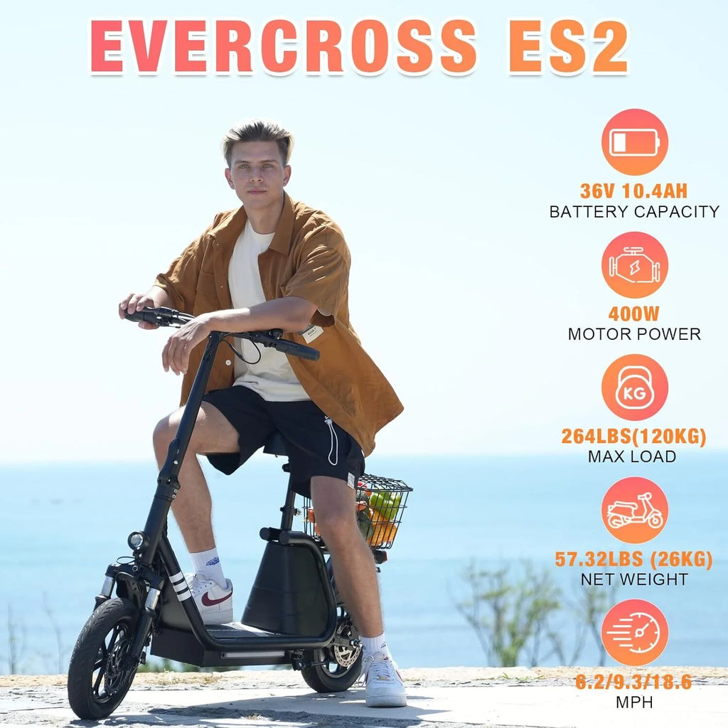 400W Motor 12" Pneumatic Tire Foldable Electric Scooter with Seat N957