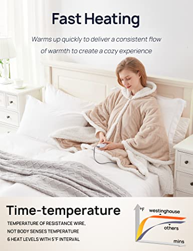Light Grey 50 x 60 Inch Wearable Heated Throw Blanket R8177