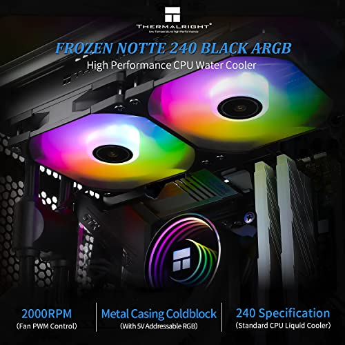 Black ARGB Water Cooling CPU Cooler with Double PWM Fans Y82336