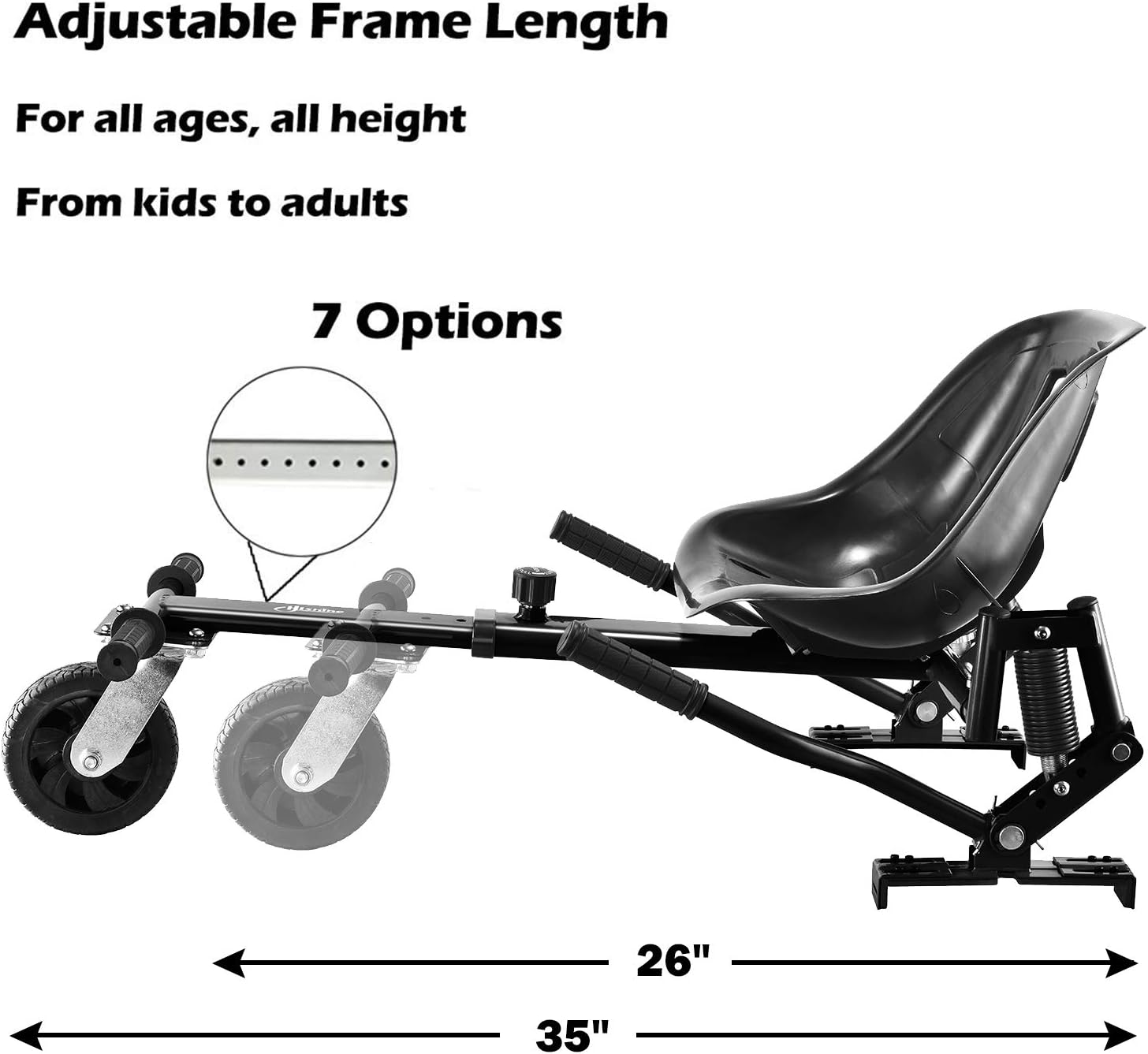 Black Hoverboard Seat Attachment with Off-Road Tire O373