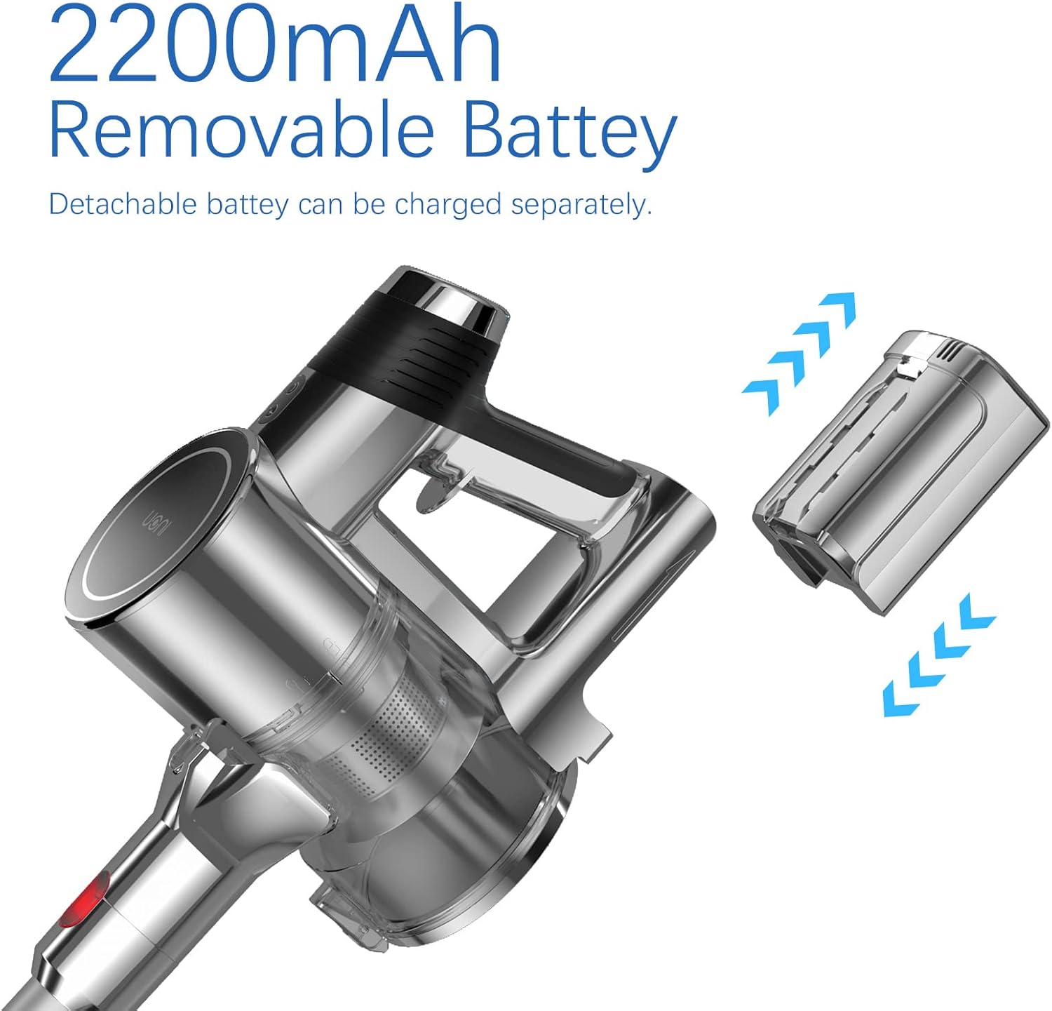 Cordless Stick Vacuum Cleaner 28KPA 3 in 1 Lightweight with LED Headlights Detachable Battery U999871